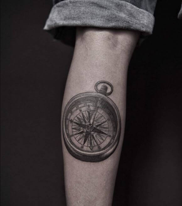 Compass Calf Tattoos