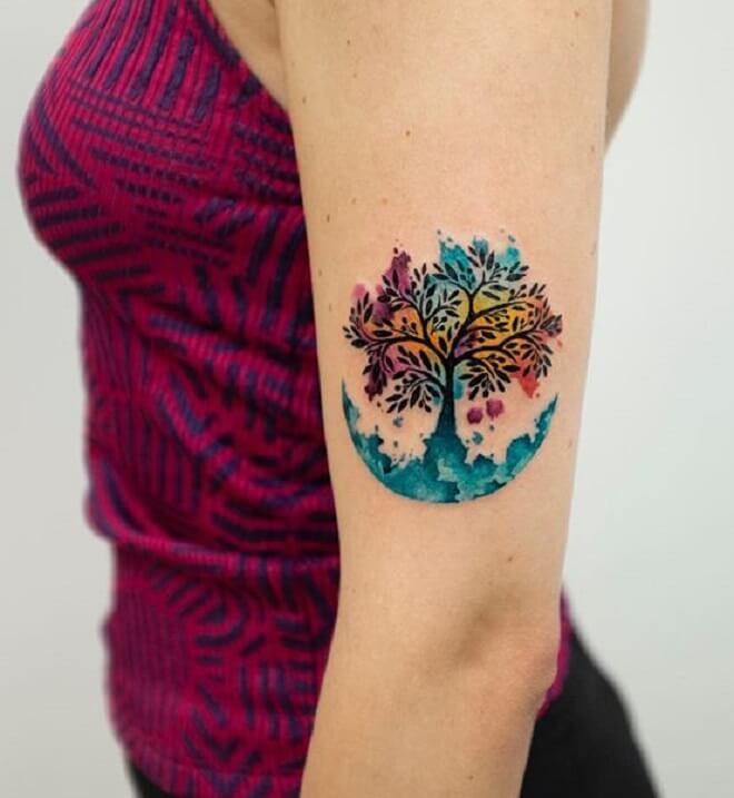 Color Tree Tattoo