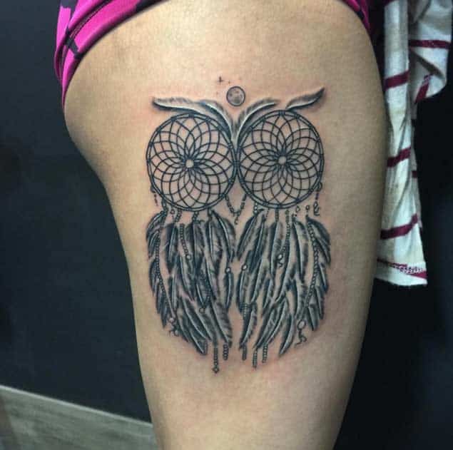 owl tattoo on leg