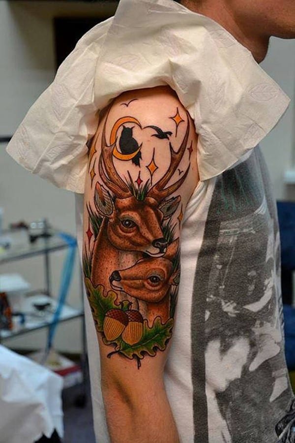 deer sleeve tattoo