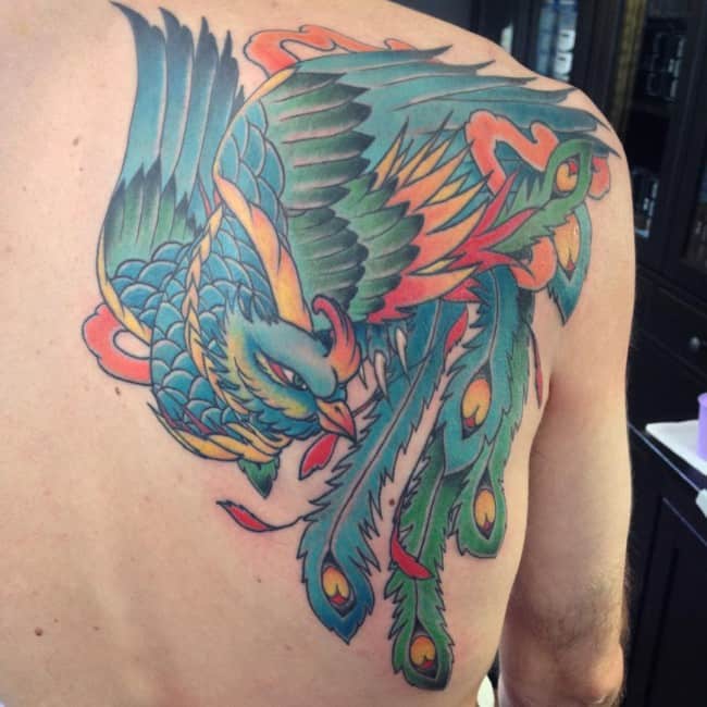 phoenix on shoulder and back