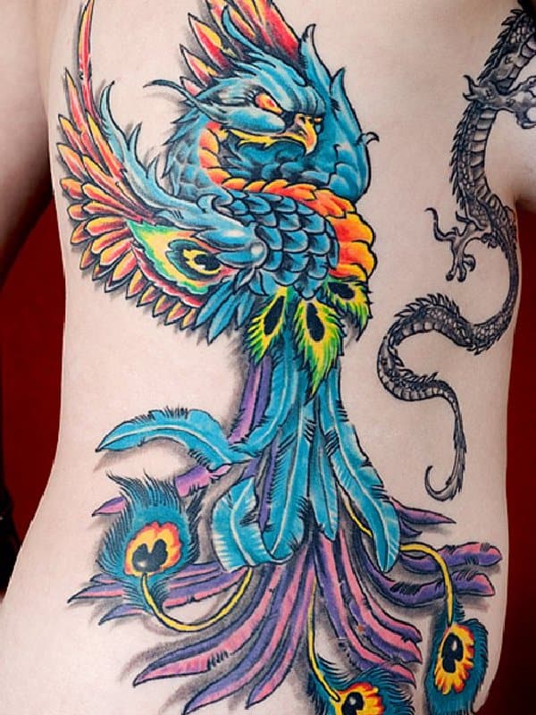 blue phoenix on back