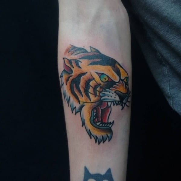 tiger tattoo on forearm