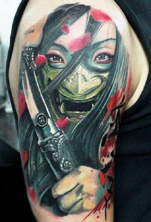 Japanese Samurai with Mask Tattoo