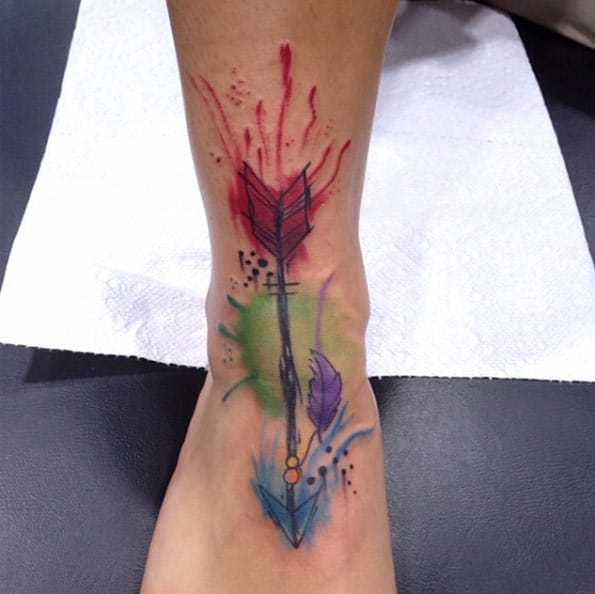 watercolor arrow tattoo
