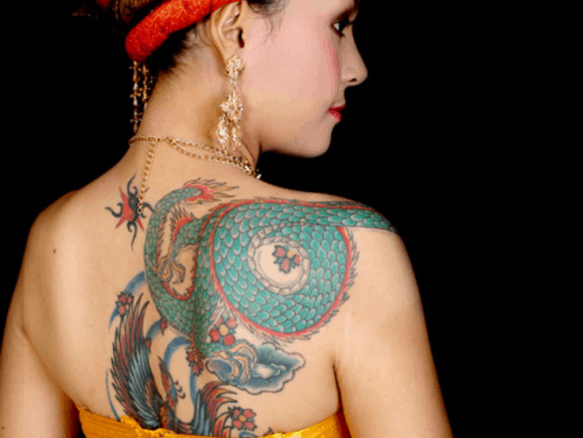 dragon tattoo on upper back