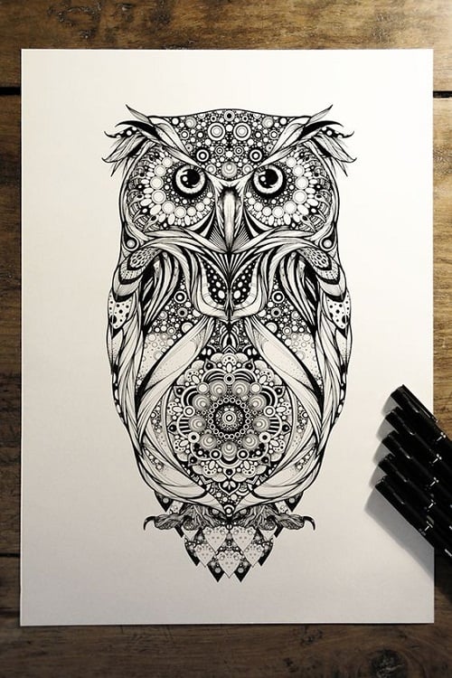 Spotted Detailed Owl Tattoo