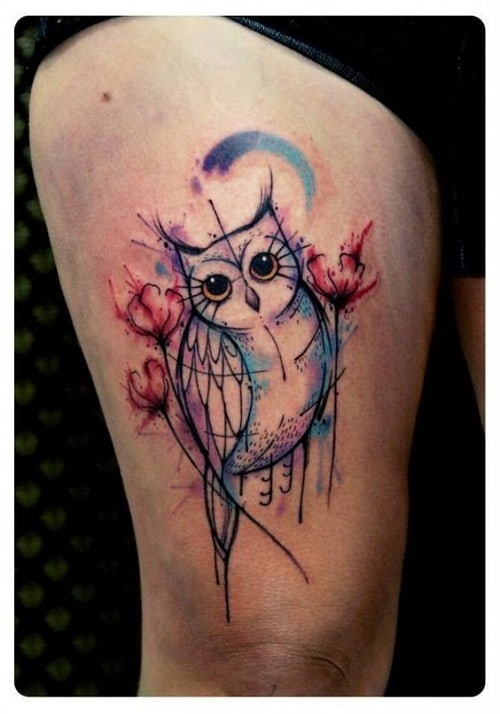 Watercolor Draft Owl Tattoo