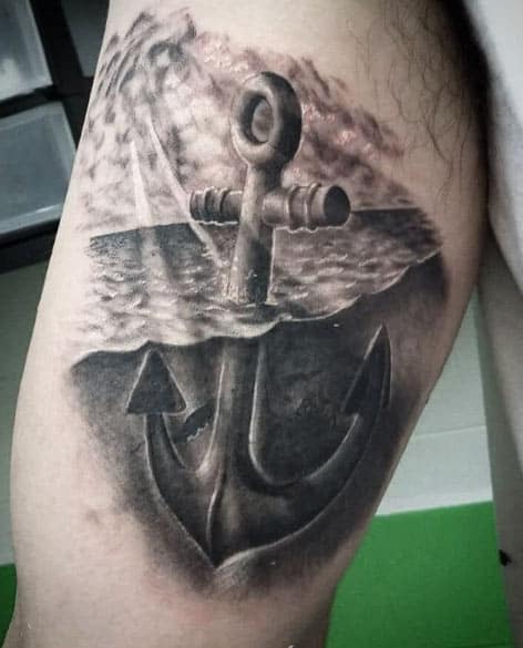lifelike anchor tattoo