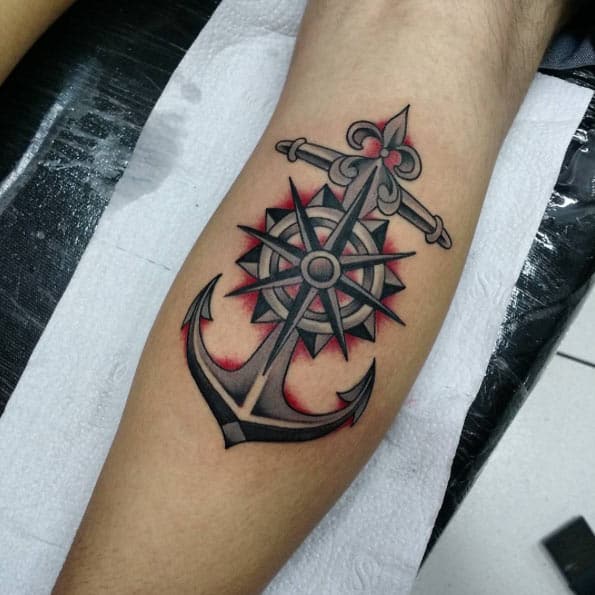 Anchor and Compass Tattoo by Eduardo Rodrigo 