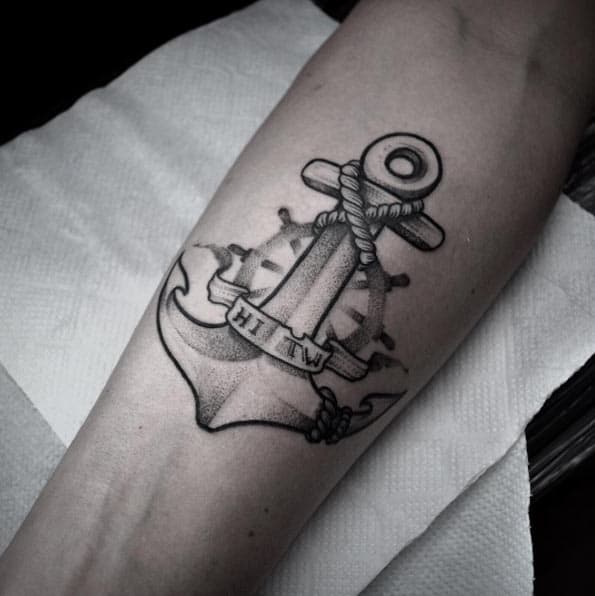 Dotwork Anchor Tattoo by Taras Shtanko