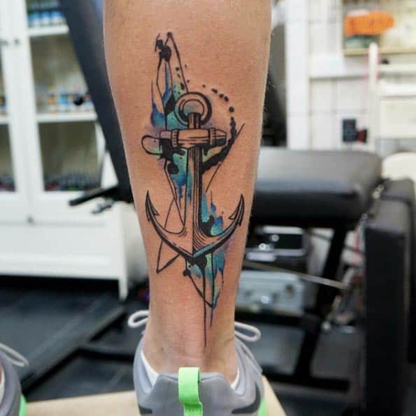 Watercolor Anchor Tattoo by Dynoz