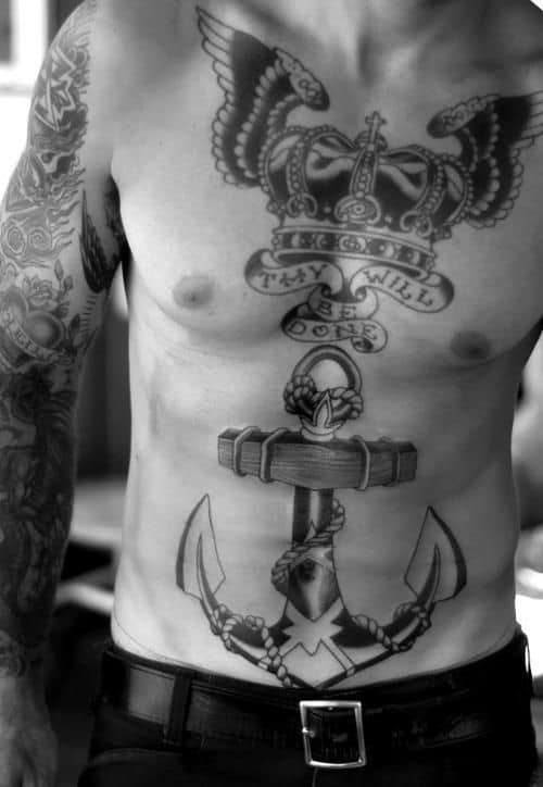 anchor stomach tattoo