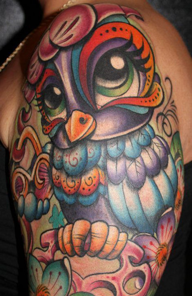эскиз татуировки сова