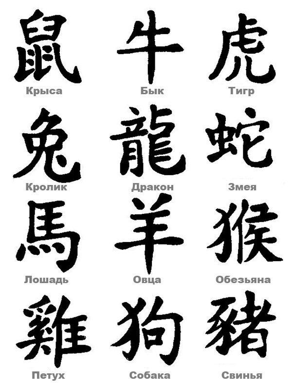 Тату иероглифы - китайские знаки зодиака