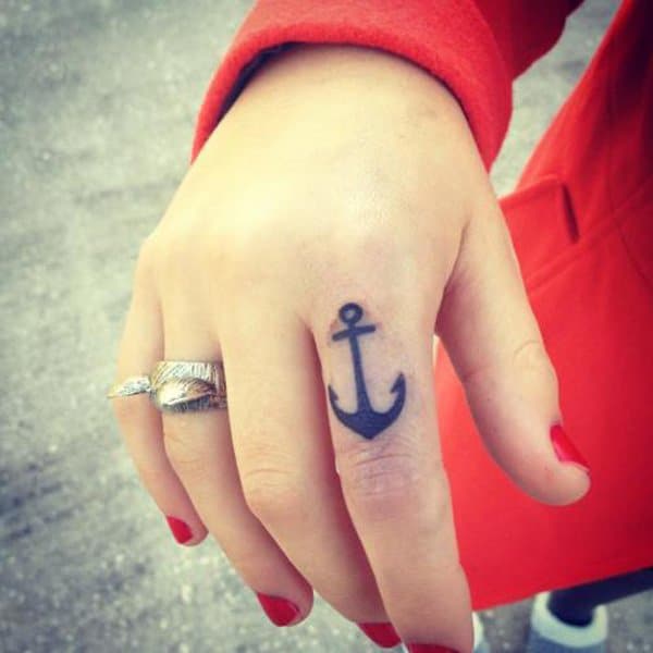 Anchor Tattoo On Finger
