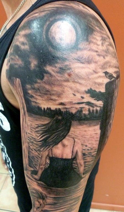Girl in a Lake Moon Tattoos