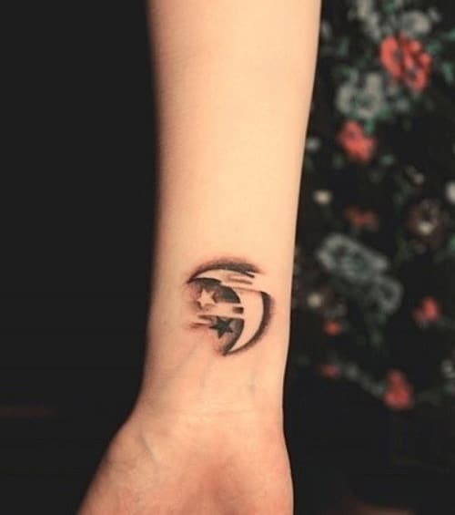New Wrist Clouds Crescent Moon Tattoos