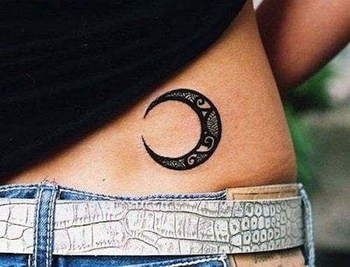 Tribal Design Crescent Moon Tattoos